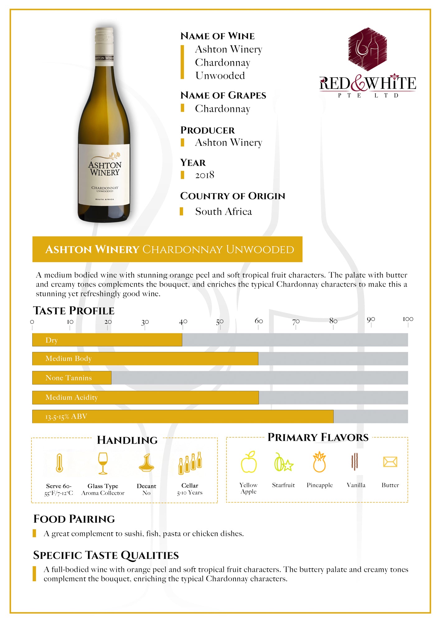 Ashton Winery Chardonnay 2019