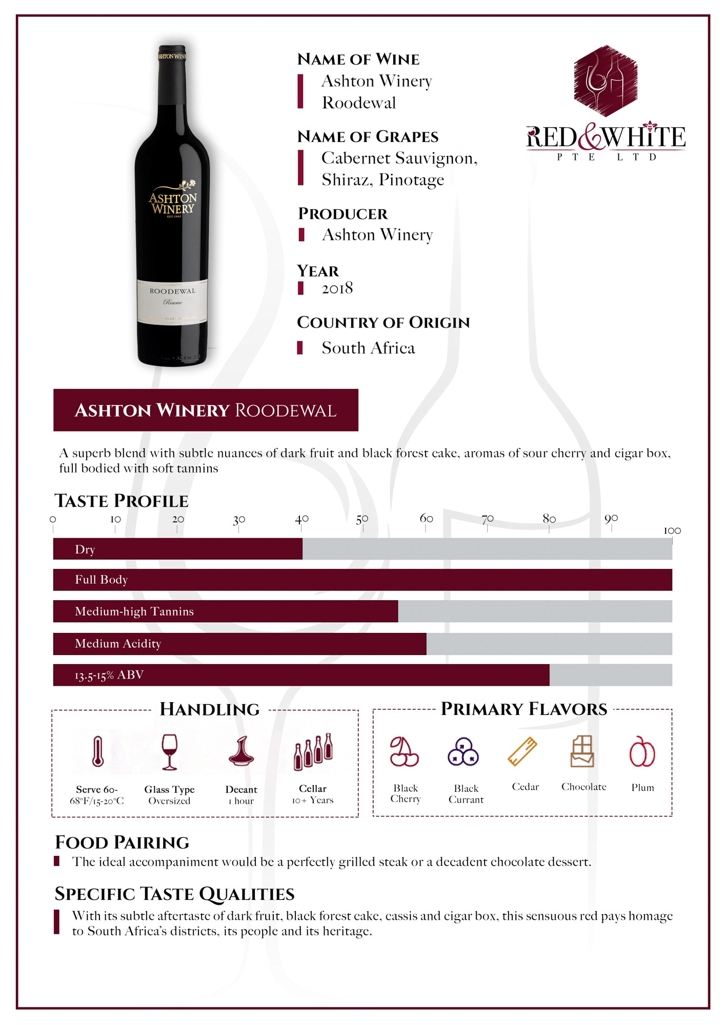 Ashton Winery Roodewal 2018