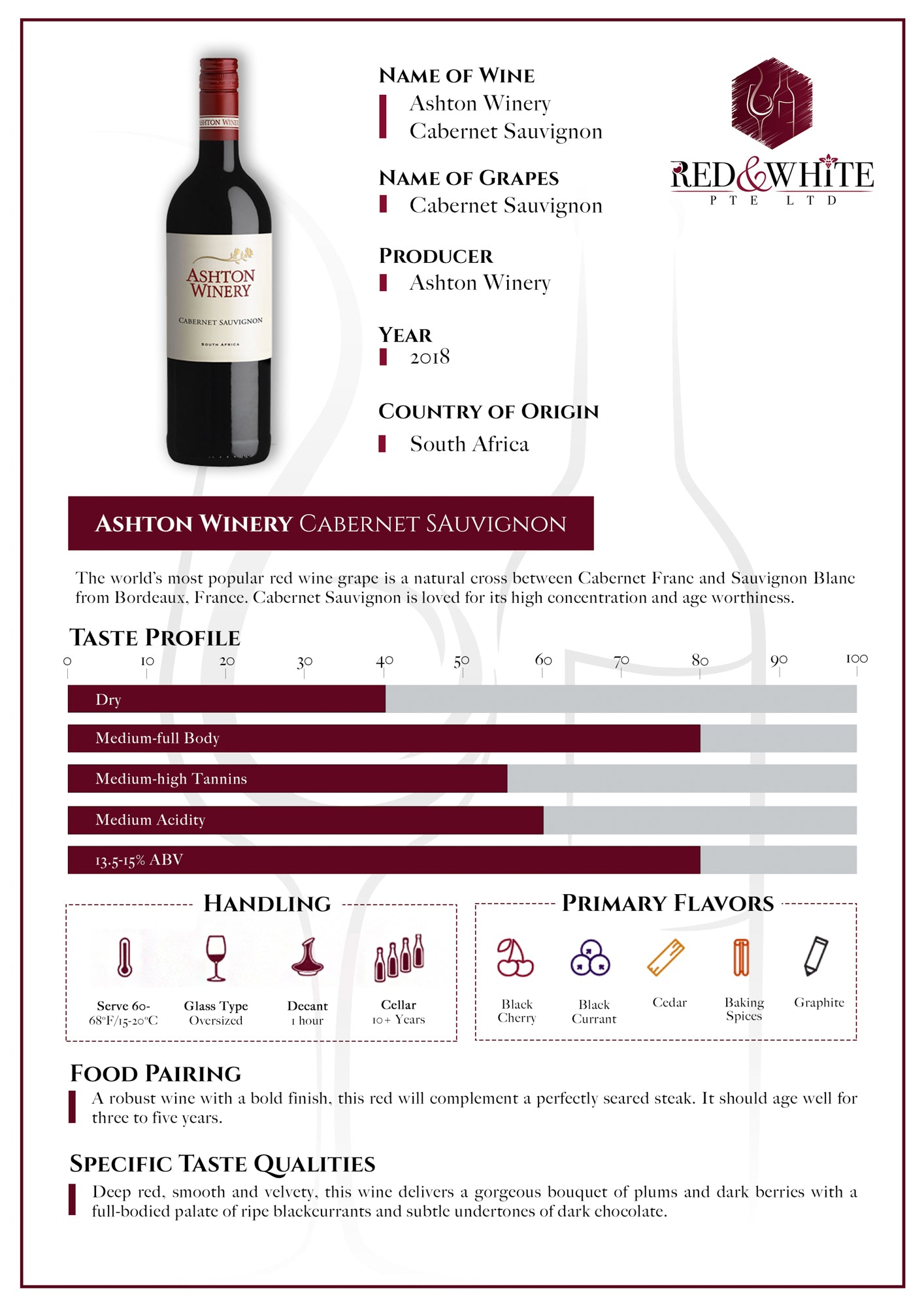 Ashton Winery Cabernet Sauvignon 2018