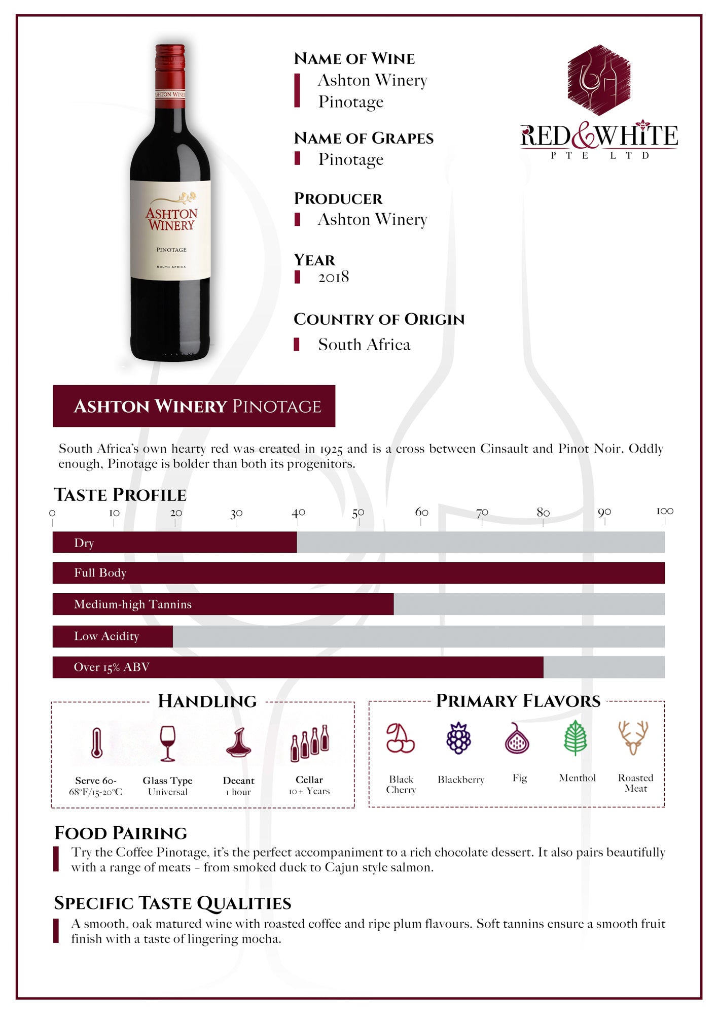 Ashton Winery Pinotage 2018
