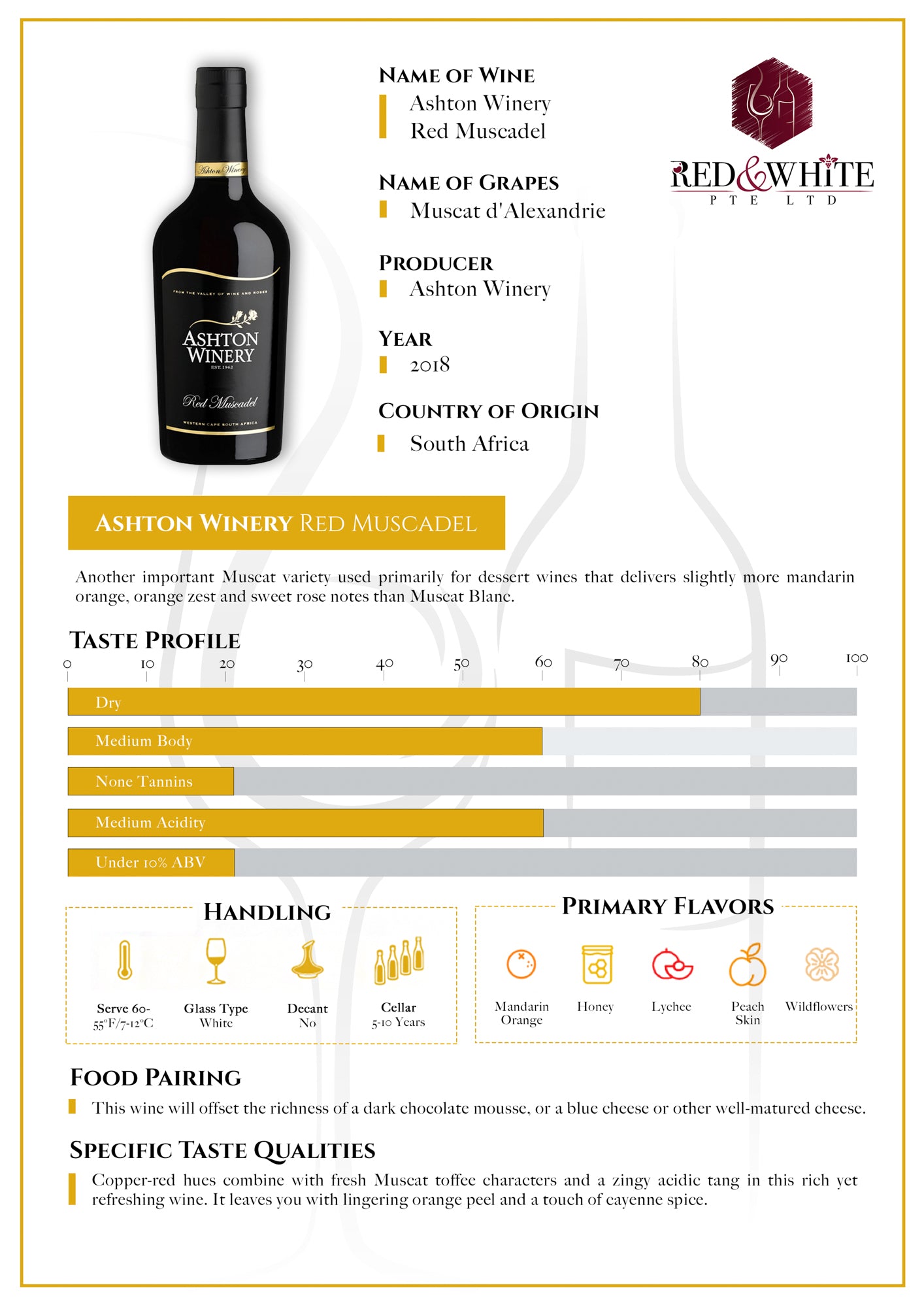 Ashton Winery Muscadel 2018