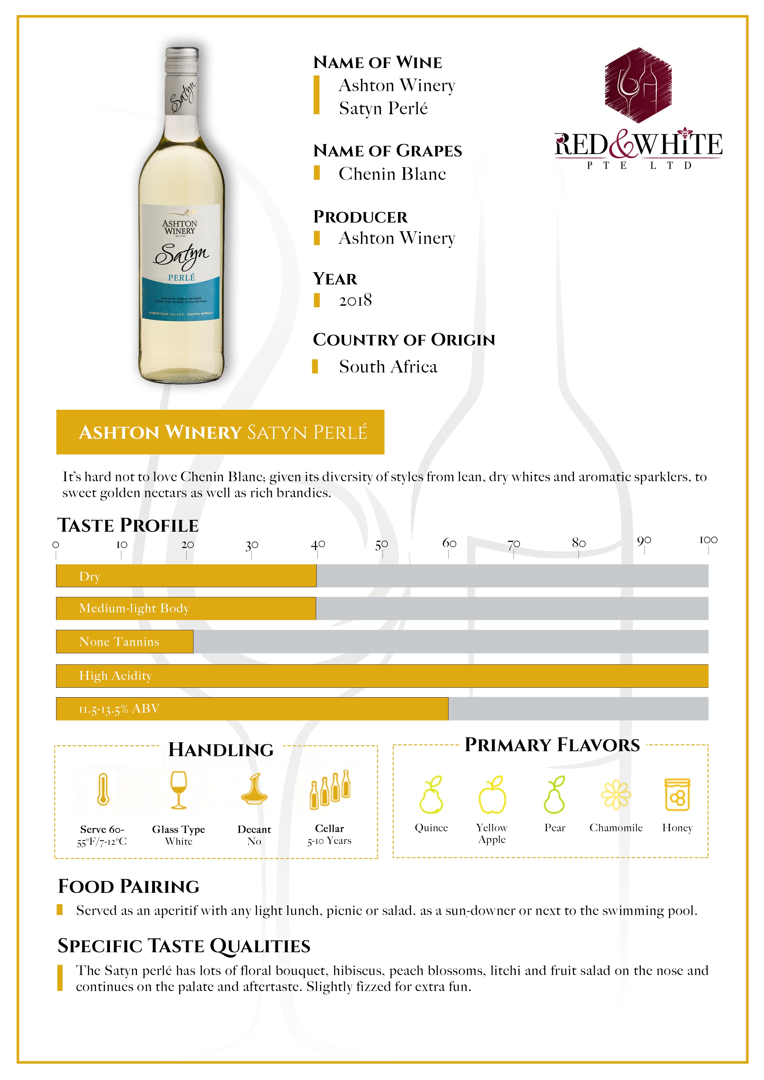 Ashton Winery Satyn Perle Chenin Blanc 2018