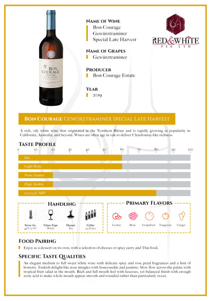 Bon Courage Gewurztraminer Special Late Harvest 2019