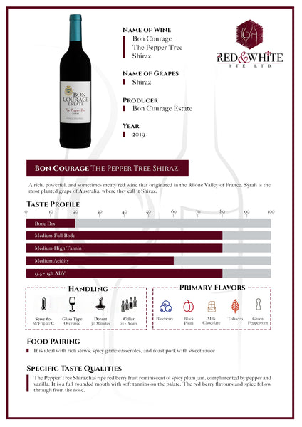 Bon Courage The Pepper Tree Shiraz 2019
