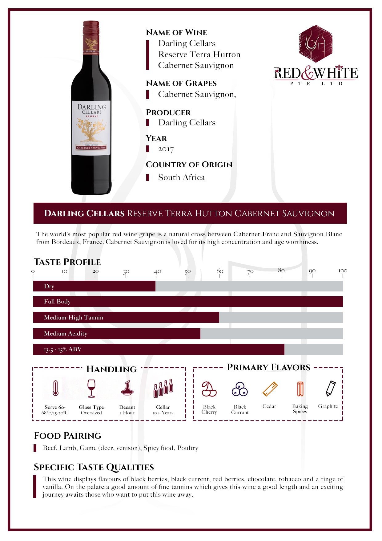 Darling Cellars Reserve Terra Hutton Cabernet Sauvignon 2017
