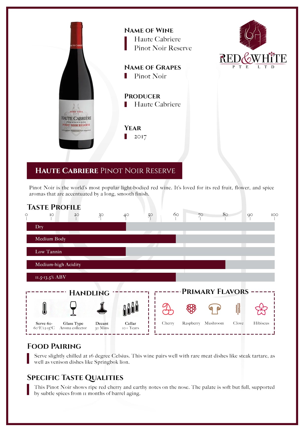 Haute Cabriere Pinot Noir Reserve 2017