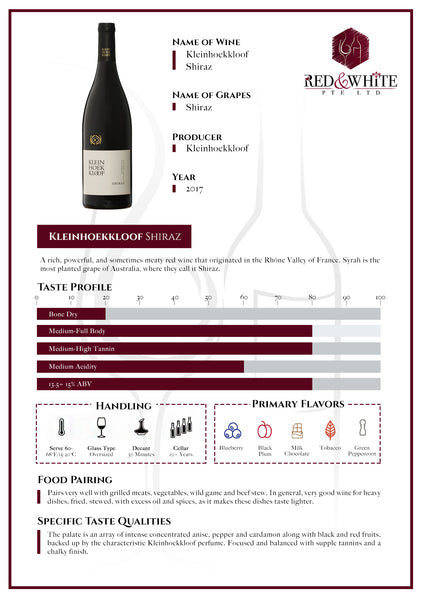 Kleinhoekkloof Shiraz 2017
