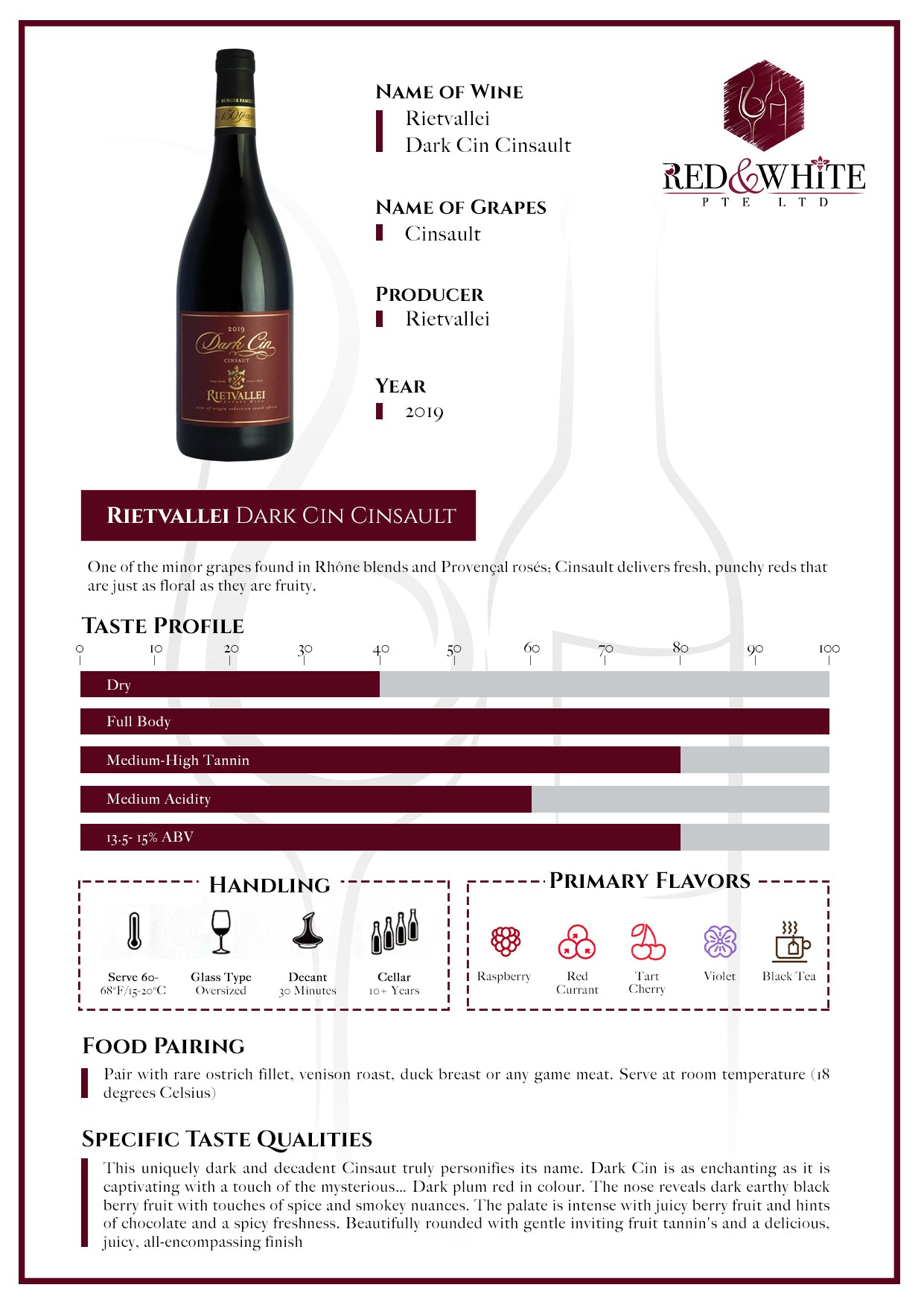 Rietvallei Dark Cin Cinsault 2019