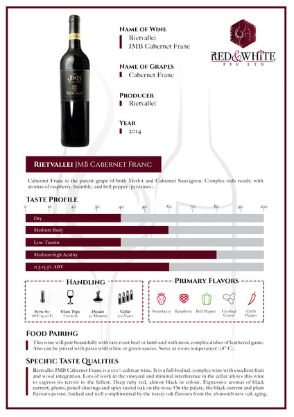 Rietvallei JMB Carbenet Franc 2014