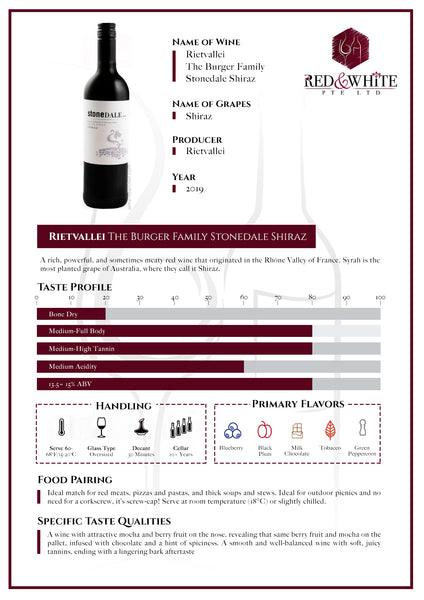 Rietvallei The Burger Family Stonedale Shiraz 2019