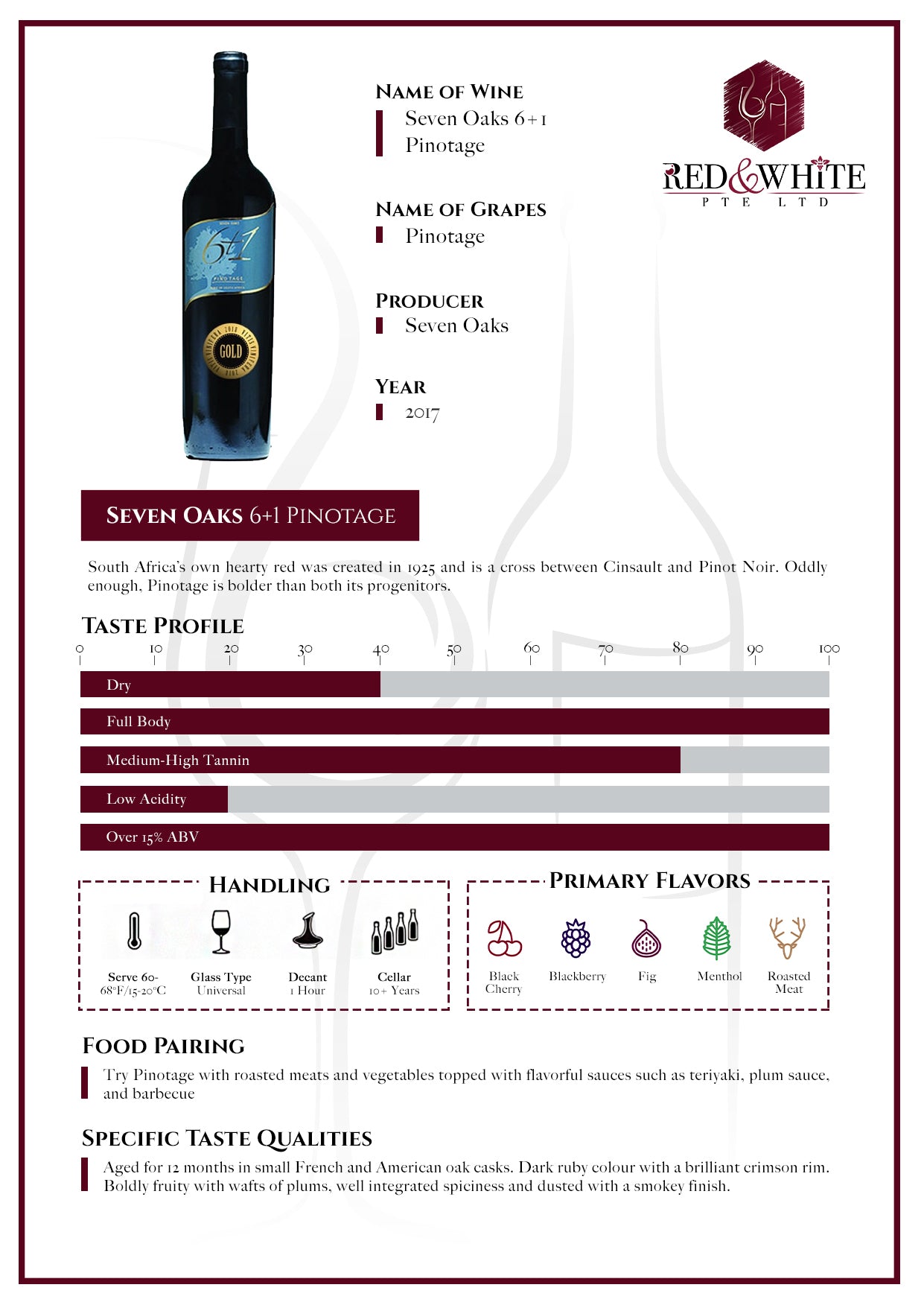 Seven Oaks 6+1 Pinotage 2017
