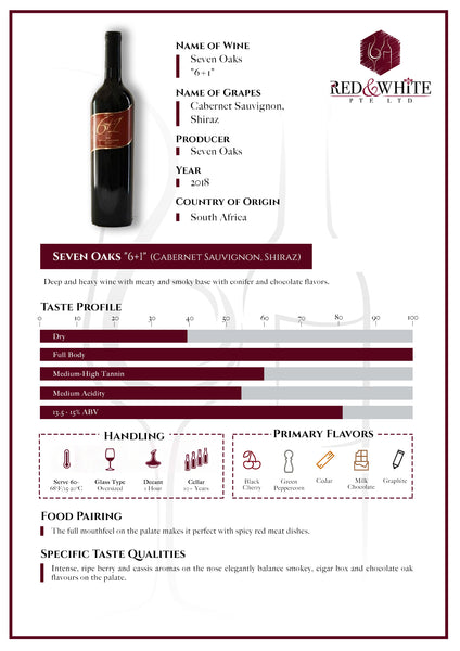 Seven Oaks 6+1 Cabernet Sauvignon/Shiraz 2018
