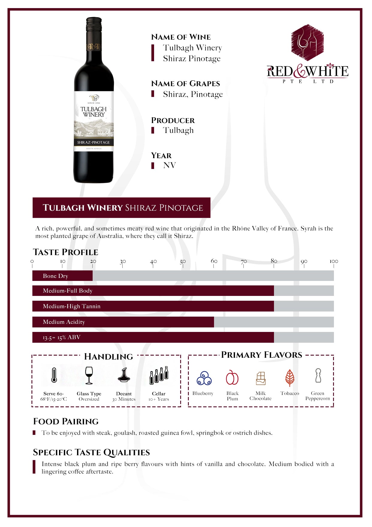 Tulbagh Winery Shiraz/Pinotage NV