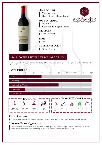 Van Loveren Retief Reserve Cape Blend 2018