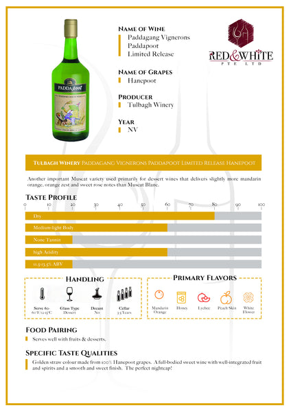 Tulbagh Winery Paddagang Vignerons Paddapoot Limited Release (Hanepoot)
